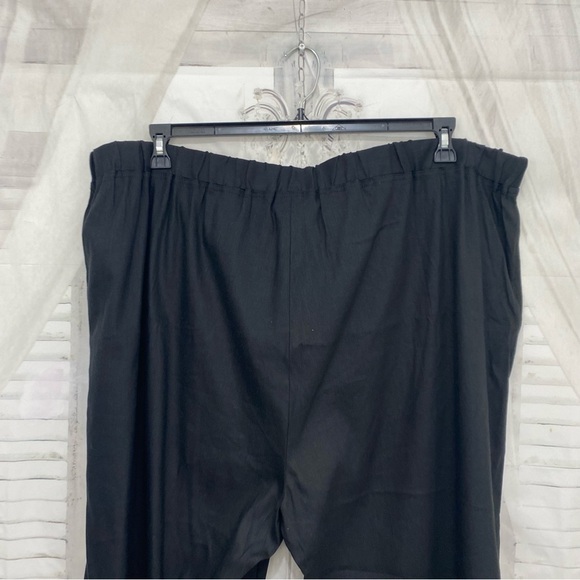 NEW Calvin Klein Pants 3X Black Linen Blend Wide Leg Crop Pull On Elastic Waist - Picture 9 of 12